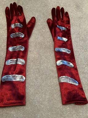 Burgandy Velvet Elbow Length Gloves